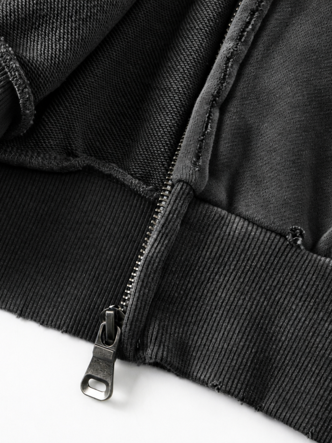 Boxy Distressed Zip Hoodie
