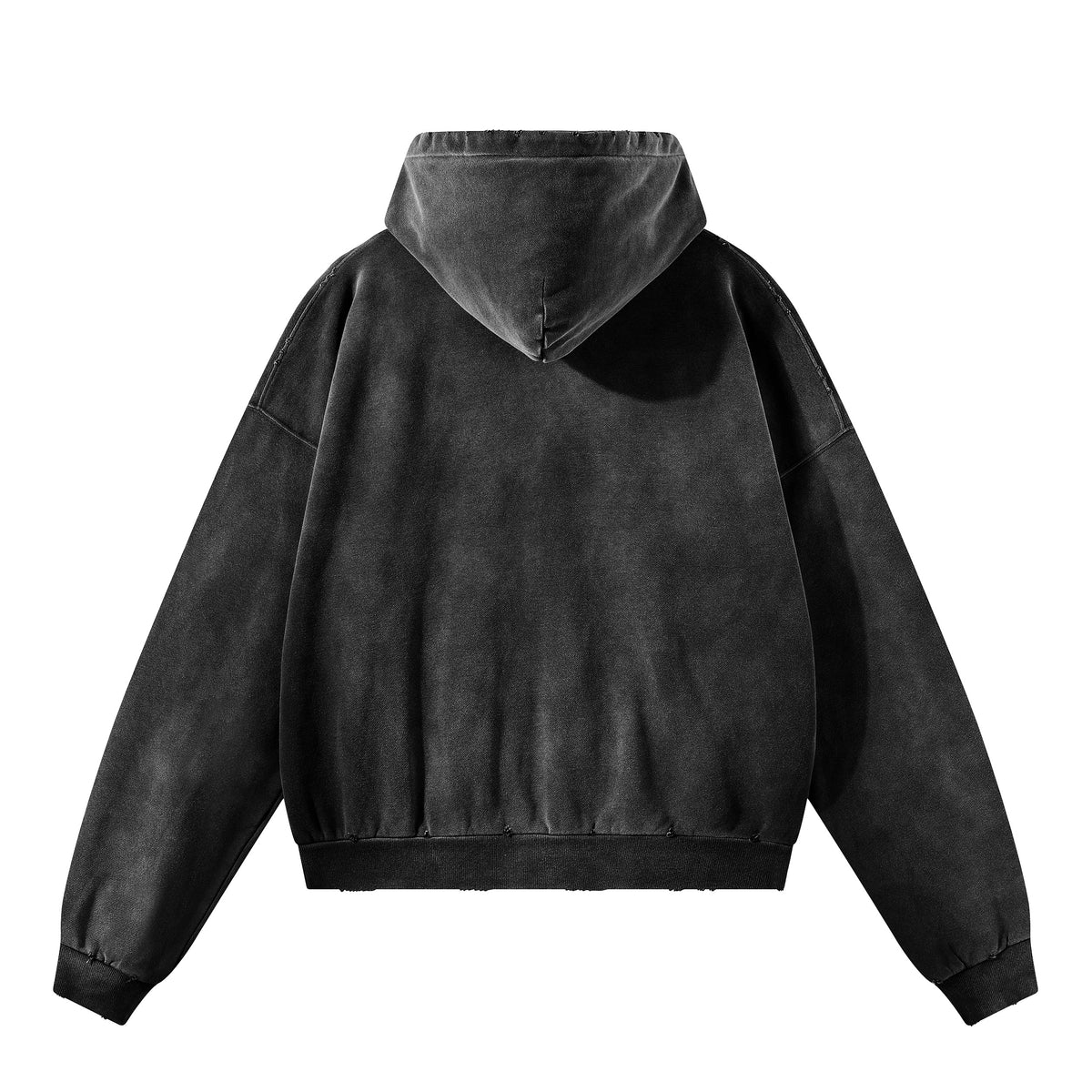 Boxy Distressed Zip Hoodie