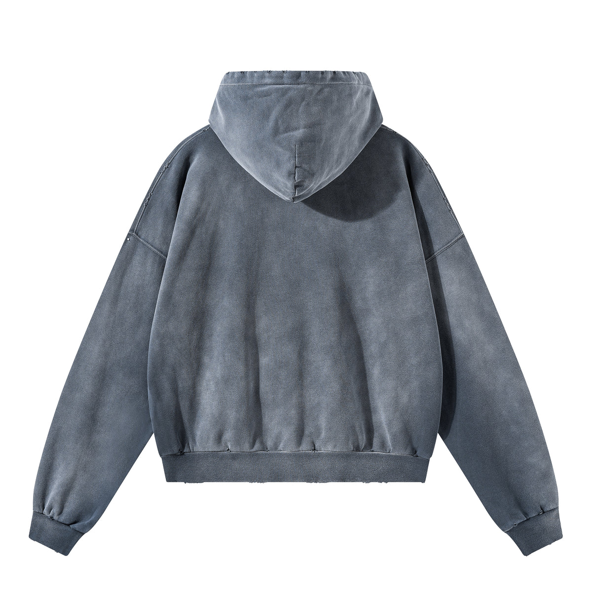 Boxy Distressed Zip Hoodie