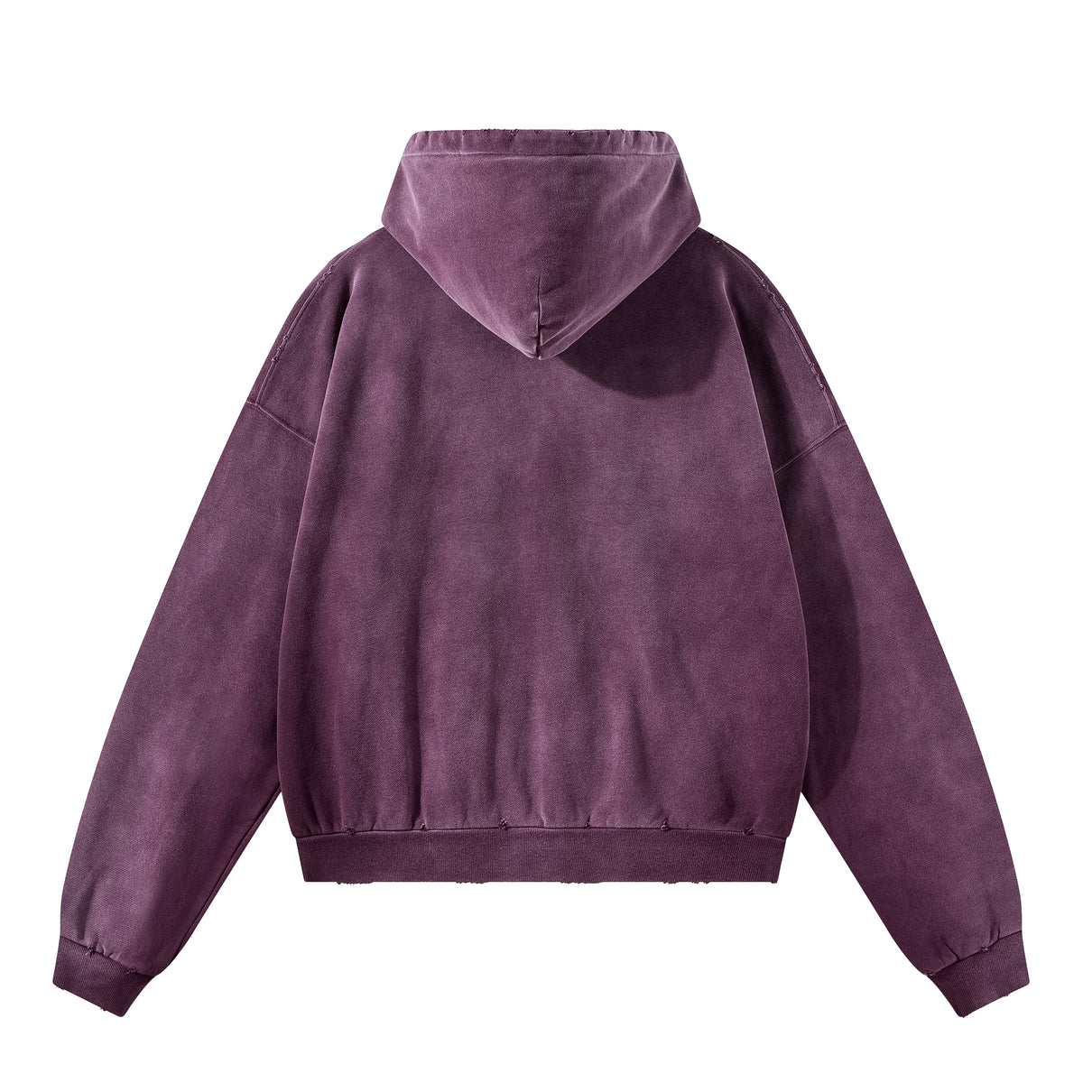 Boxy Distressed Zip Hoodie