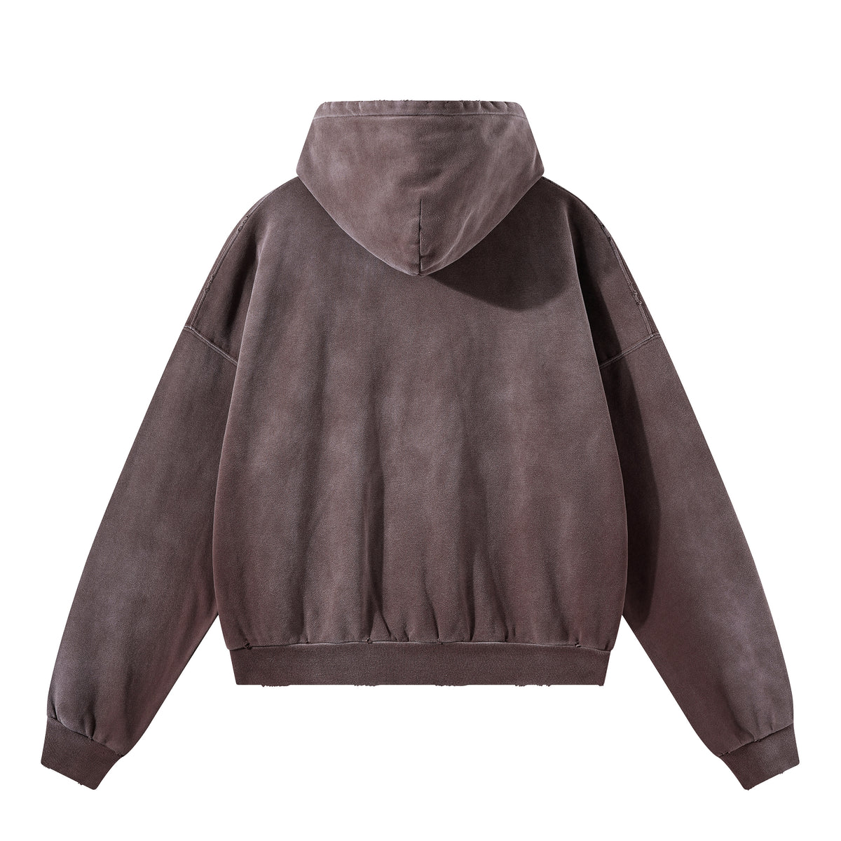 Boxy Distressed Zip Hoodie