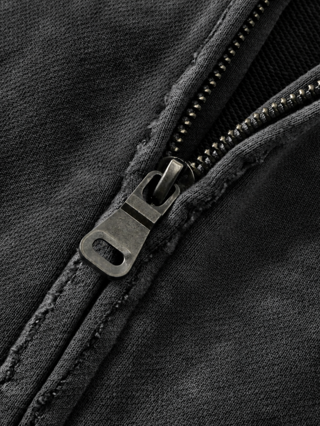Boxy Distressed Zip Hoodie