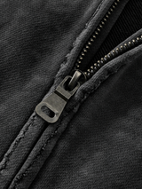 Boxy Distressed Zip Hoodie