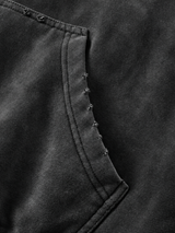 Boxy Distressed Zip Hoodie