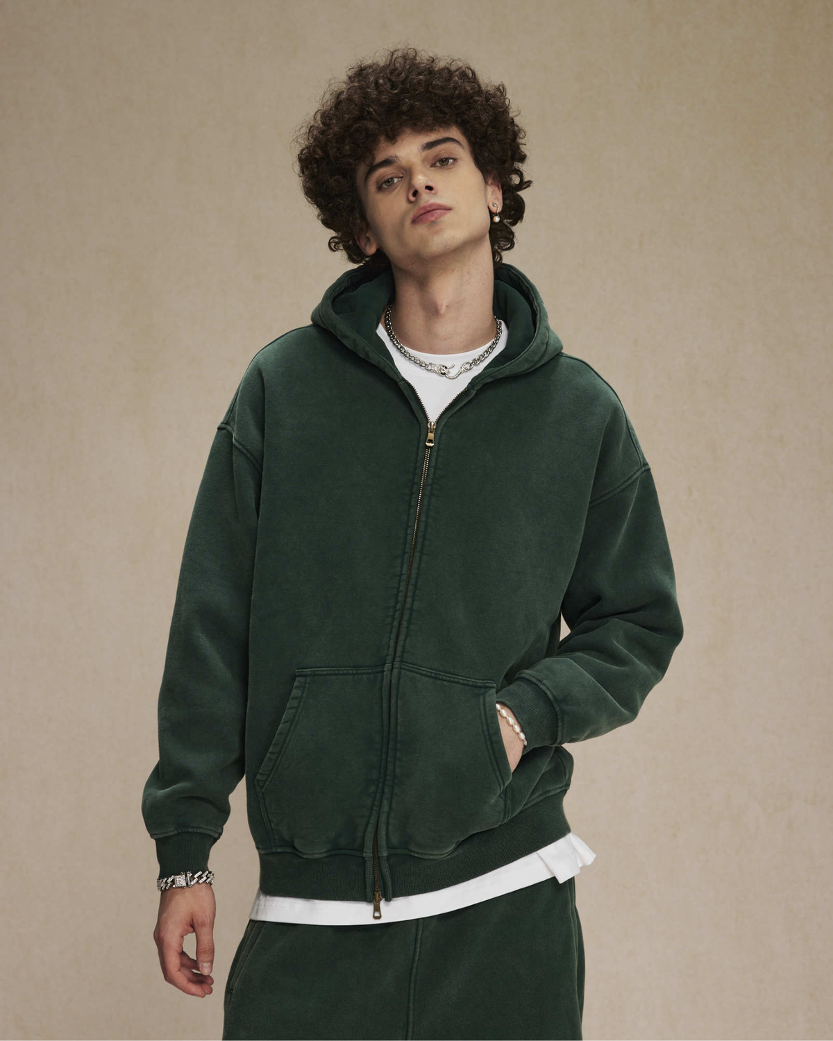 Faded Two-Way Zip Hoodie