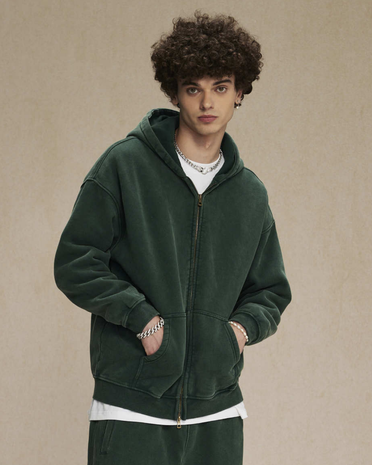 Faded Two-Way Zip Hoodie