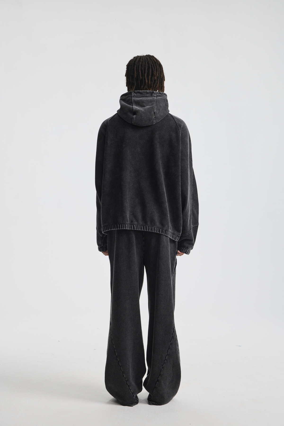 High-Neck Panelled Zip Hoodie – construction detail