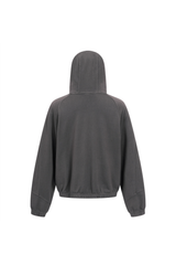 High-Neck Panelled Zip Hoodie in Grey – close-up detail