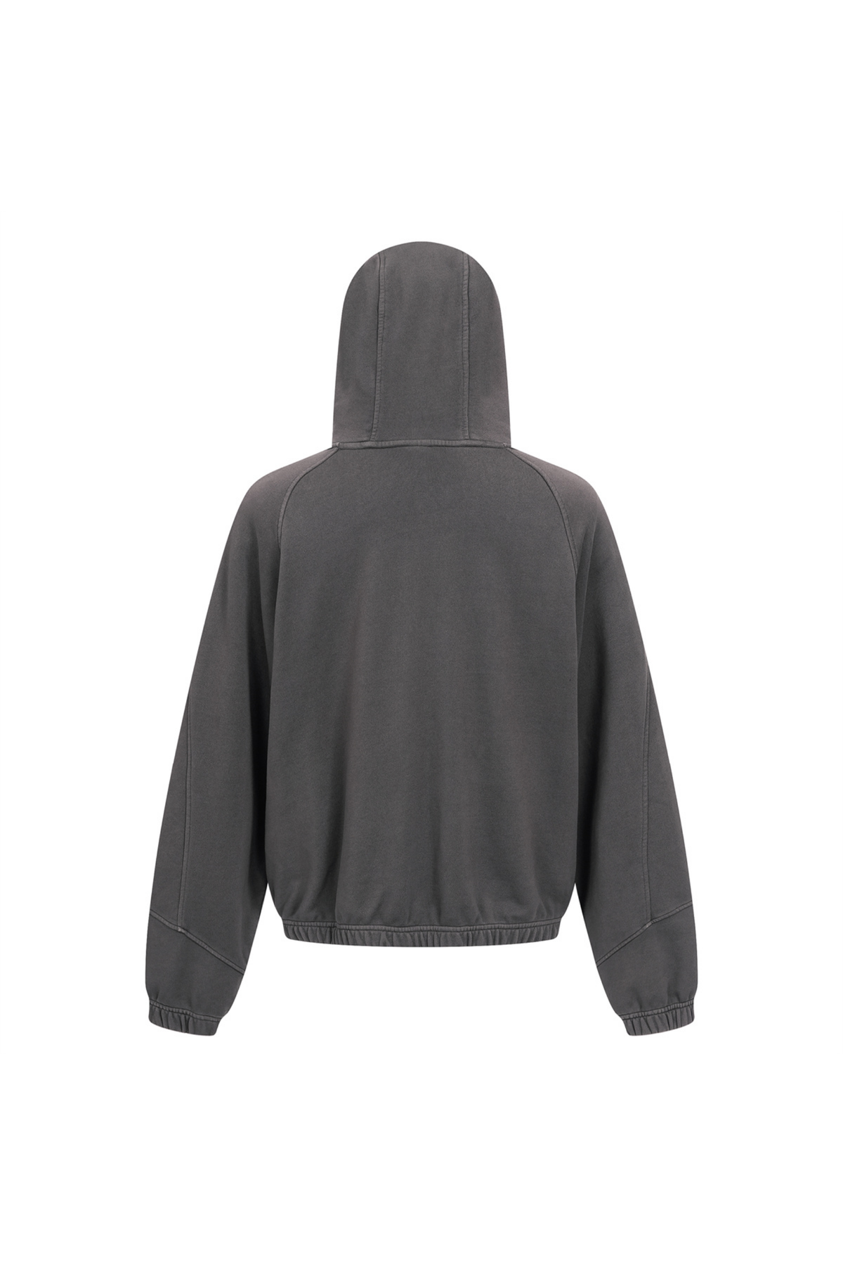 High-Neck Panelled Zip Hoodie in Grey – close-up detail