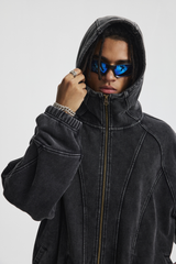 High-Neck Panelled Zip Hoodie – fit and silhouette view