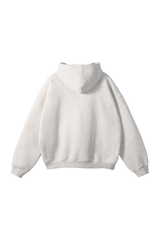 Fleece-Lined Pullover Hoodie in Stone Grey – back product view
