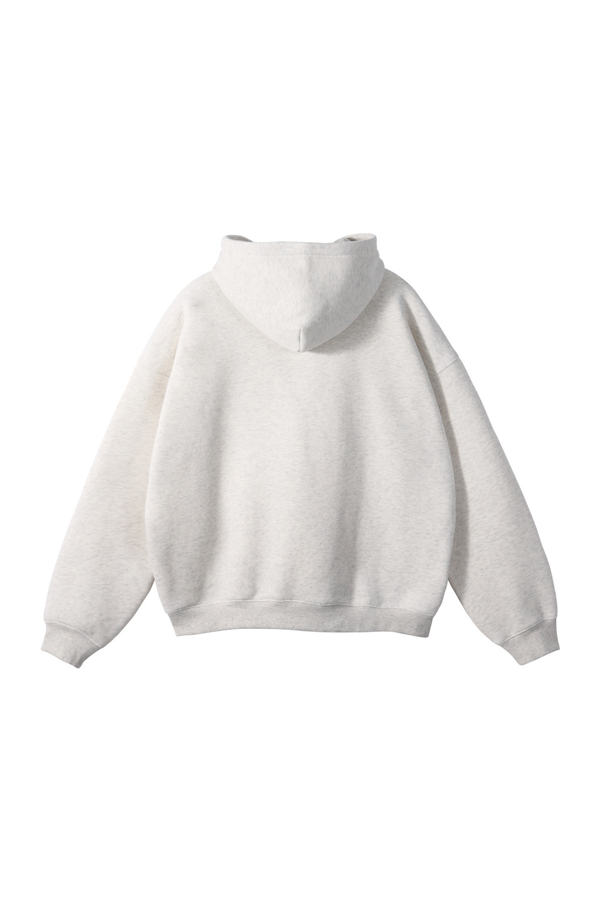 Fleece-Lined Pullover Hoodie in Stone Grey – back product view