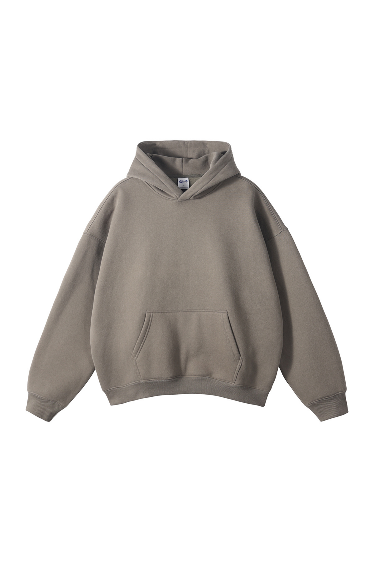 Fleece-Lined Pullover Hoodie in Taupe – front product view