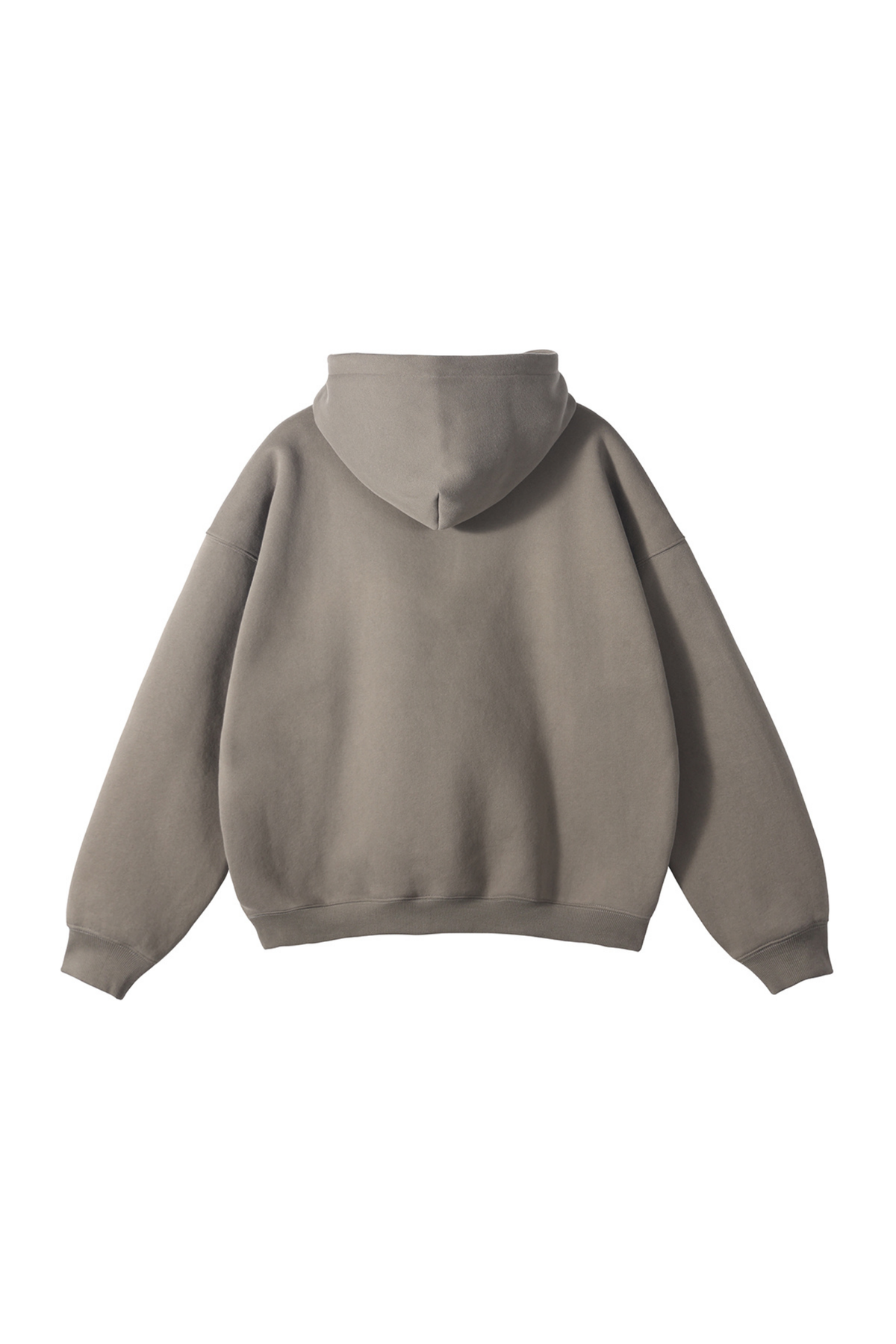 Fleece-Lined Pullover Hoodie in Taupe – back product view
