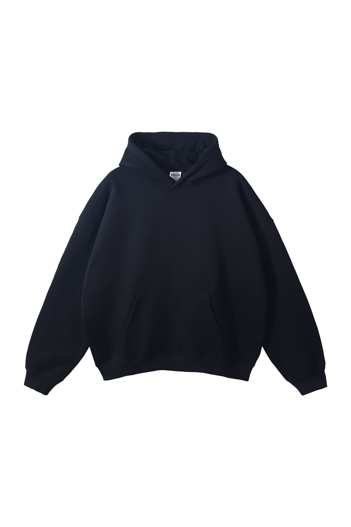 Fleece-Lined Pullover Hoodie in Black – front product view