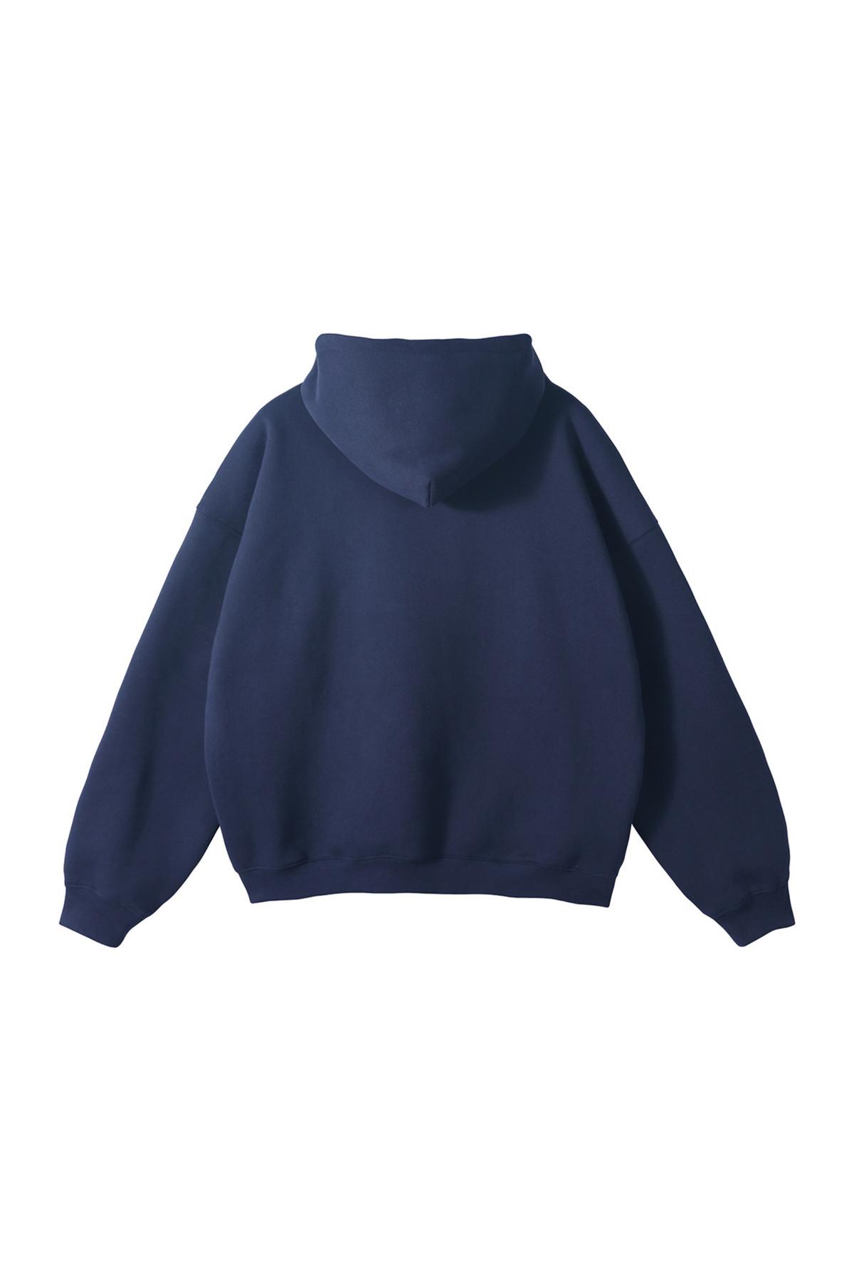 Fleece-Lined Pullover Hoodie in Navy – back product view