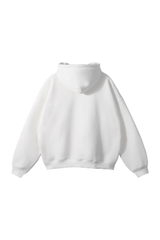 Fleece-Lined Pullover Hoodie in White – back product view