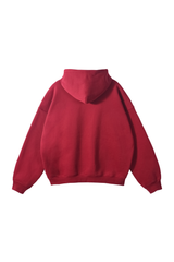 Fleece-Lined Pullover Hoodie in Burgundy – back product view