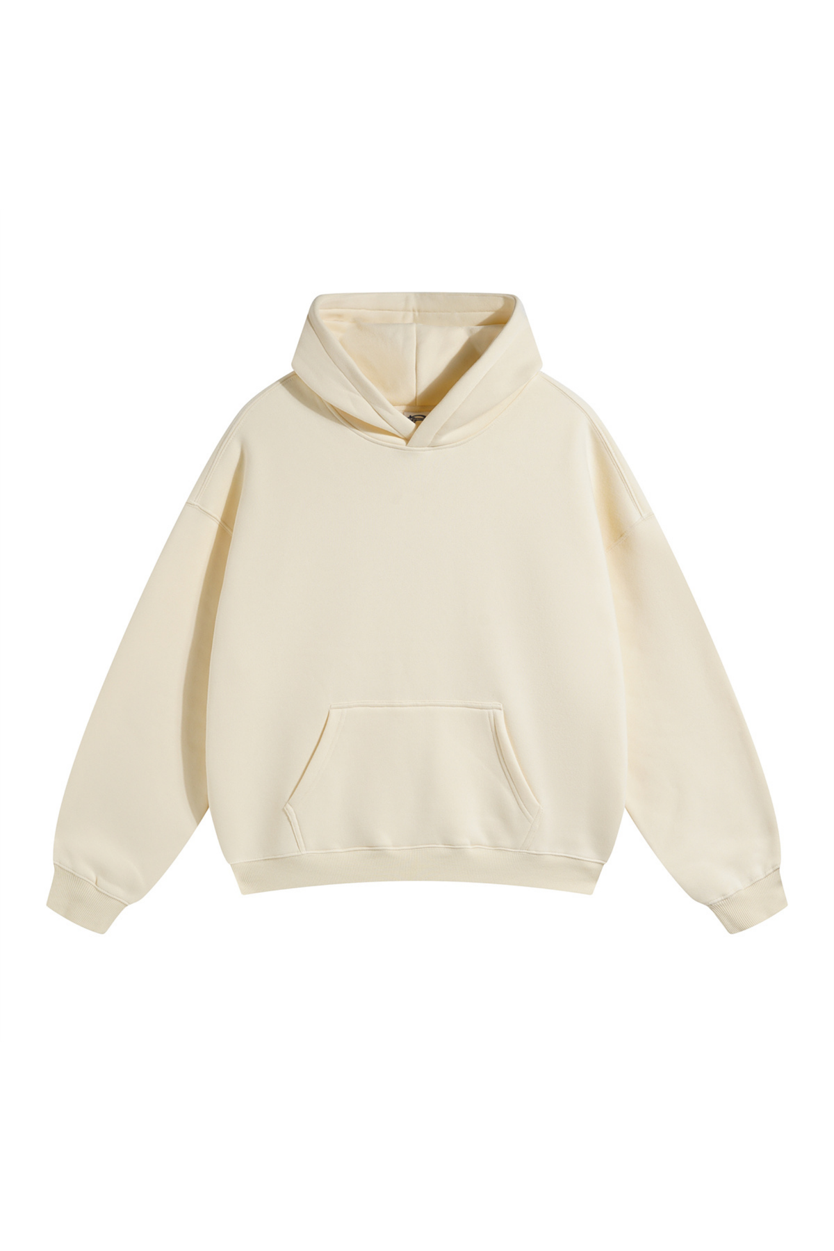 Fleece-Lined Pullover Hoodie in Cream – front product view