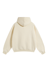 Fleece-Lined Pullover Hoodie in Cream – back product view