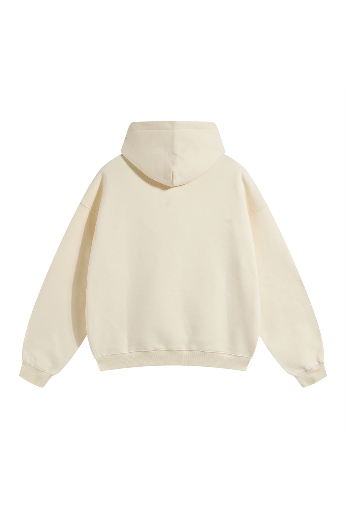 Fleece-Lined Pullover Hoodie in Cream – back product view