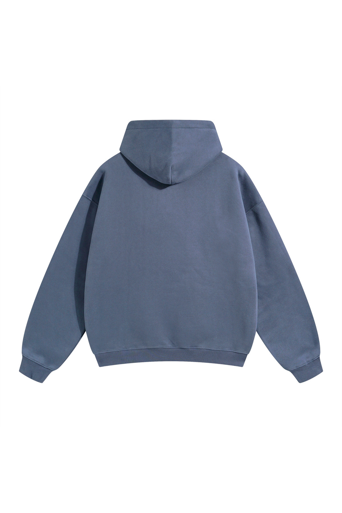Fleece-Lined Pullover Hoodie in Denim Blue – back product view