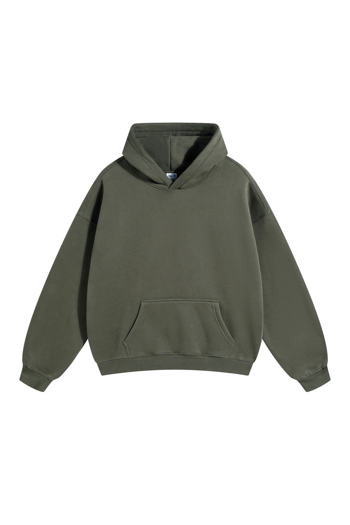 Fleece-Lined Pullover Hoodie in Olive – front product view