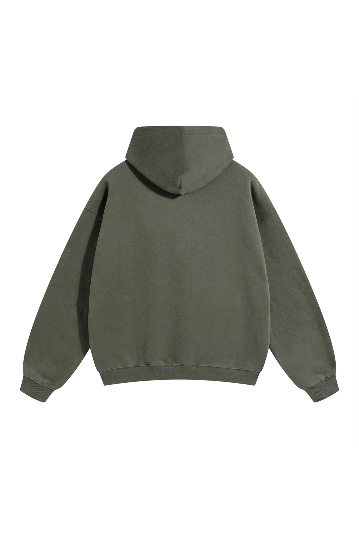 Fleece-Lined Pullover Hoodie in Olive – back product view