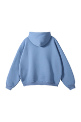 Fleece-Lined Pullover Hoodie in Light Blue – back product view