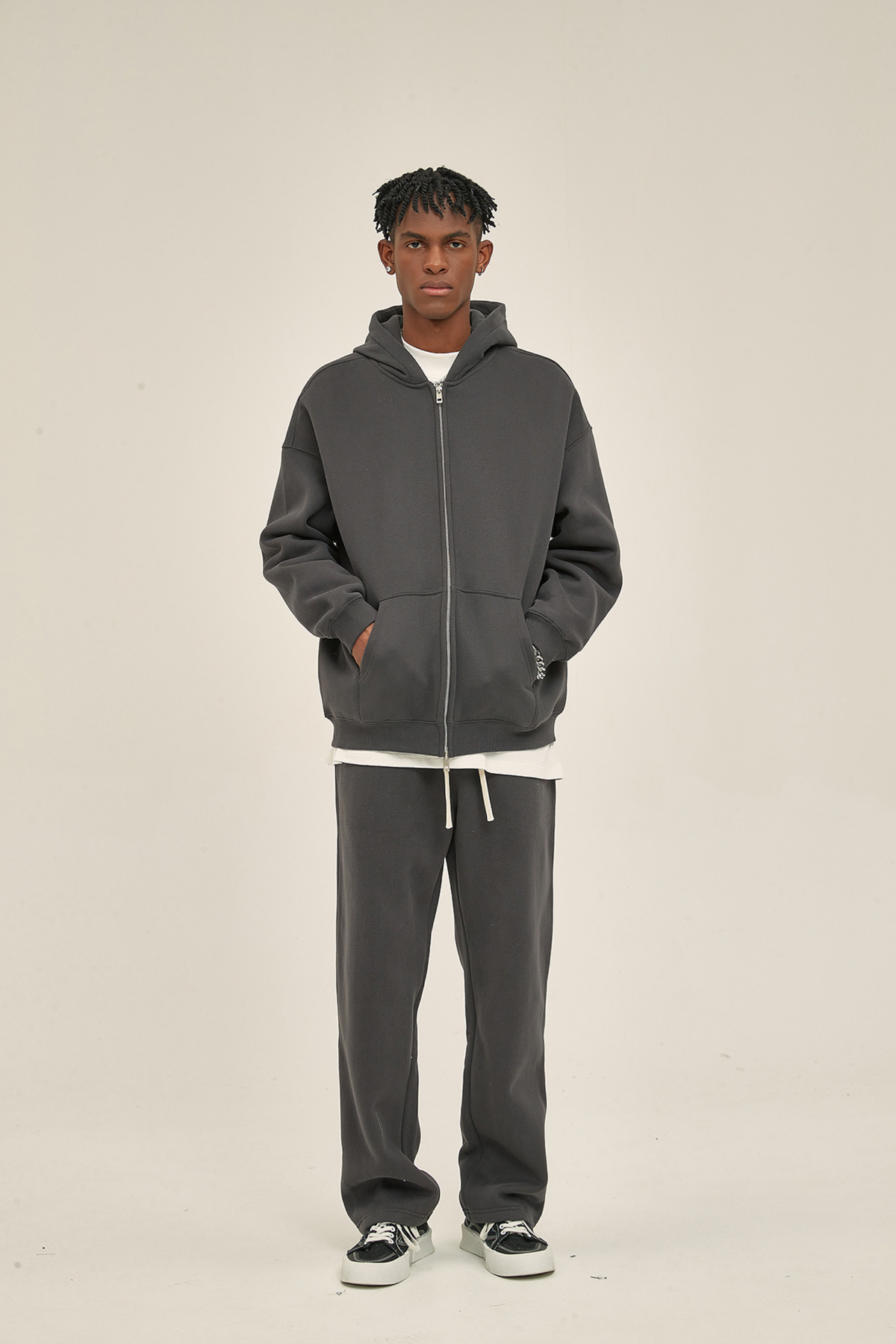 Brushed Fleece Two-Way Zip Hoodie