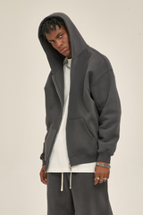 Brushed Fleece Two-Way Zip Hoodie