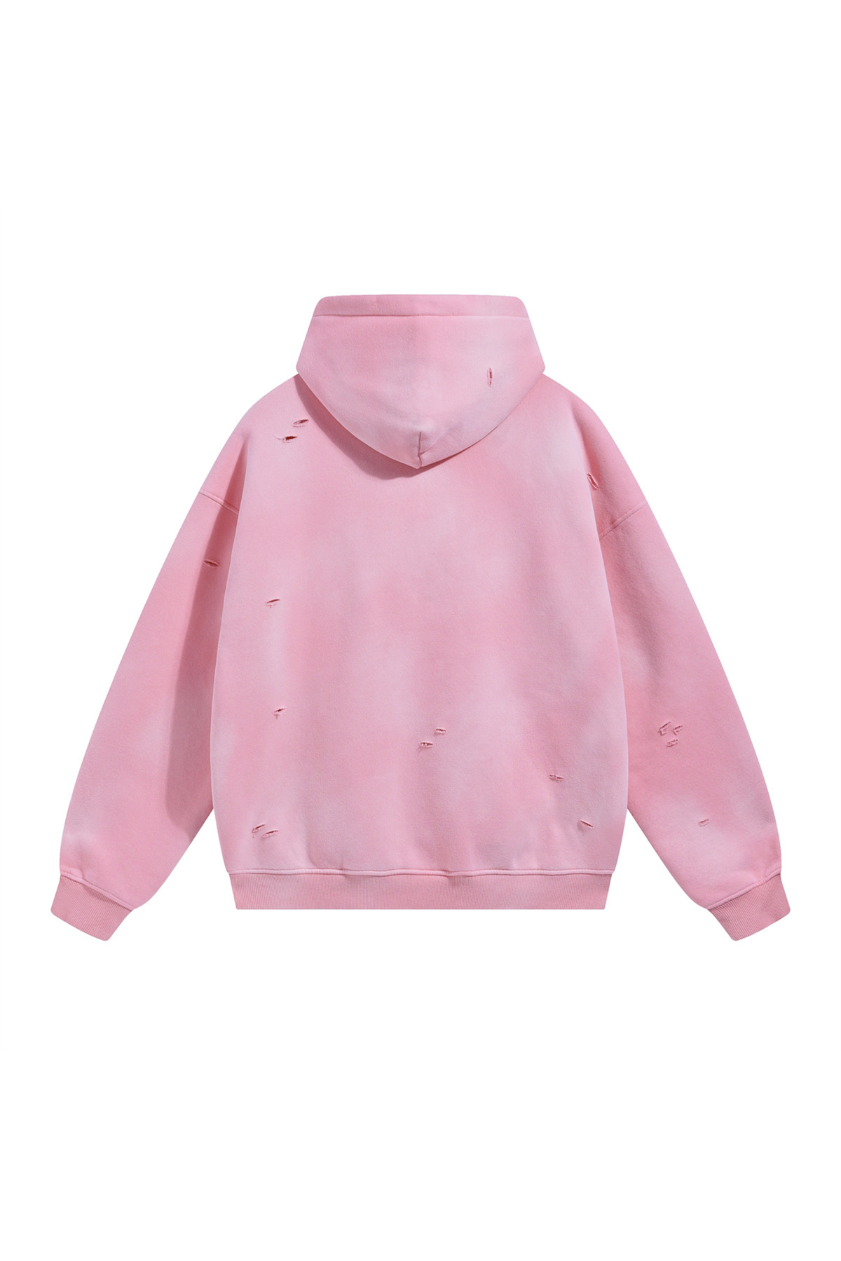Distressed Pullover Hoodie in Blush Pink – back view