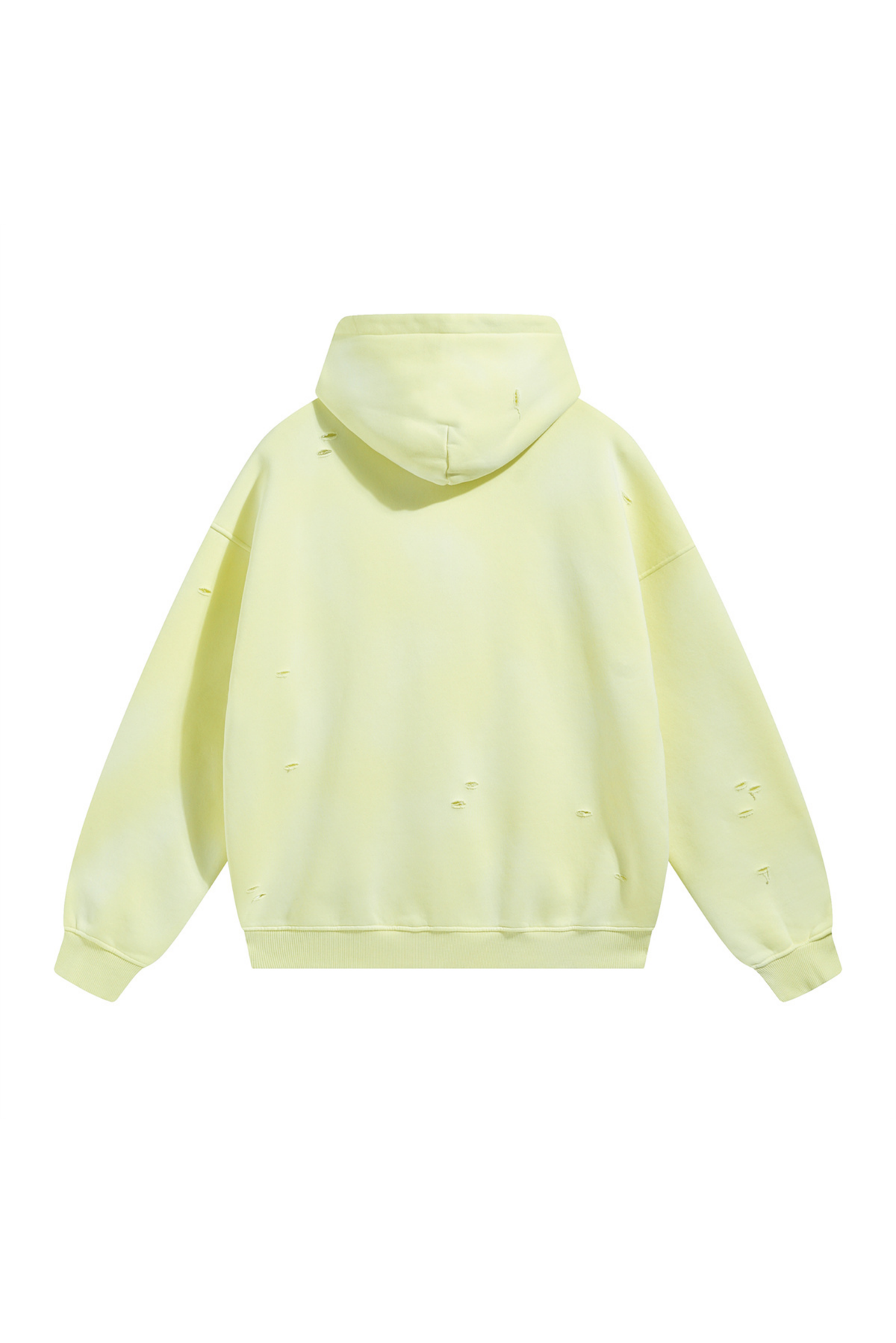 Distressed Pullover Hoodie in Yellow – back view