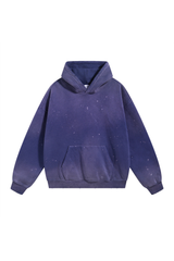 Paint-Splatter Washed Hoodie in Navy – front view