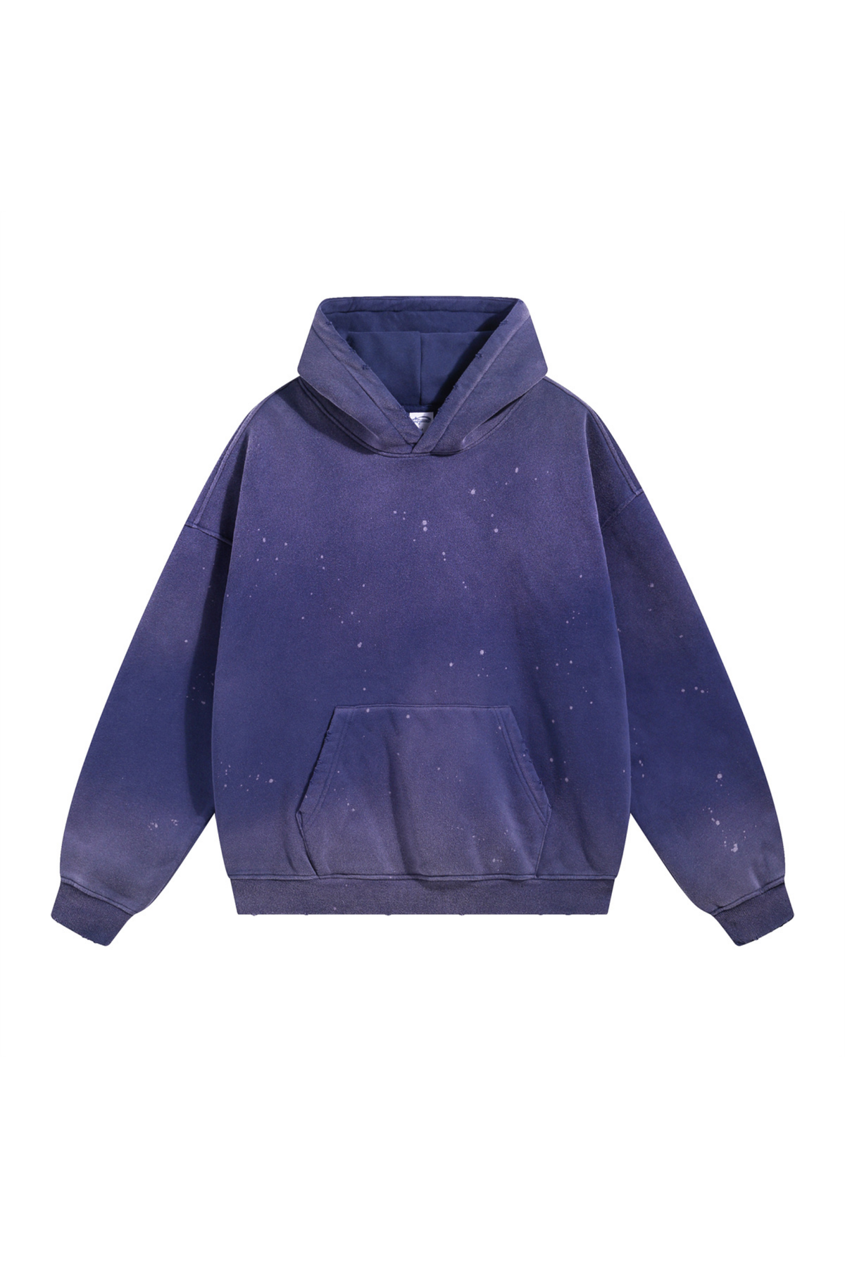 Paint-Splatter Washed Hoodie in Navy – front view