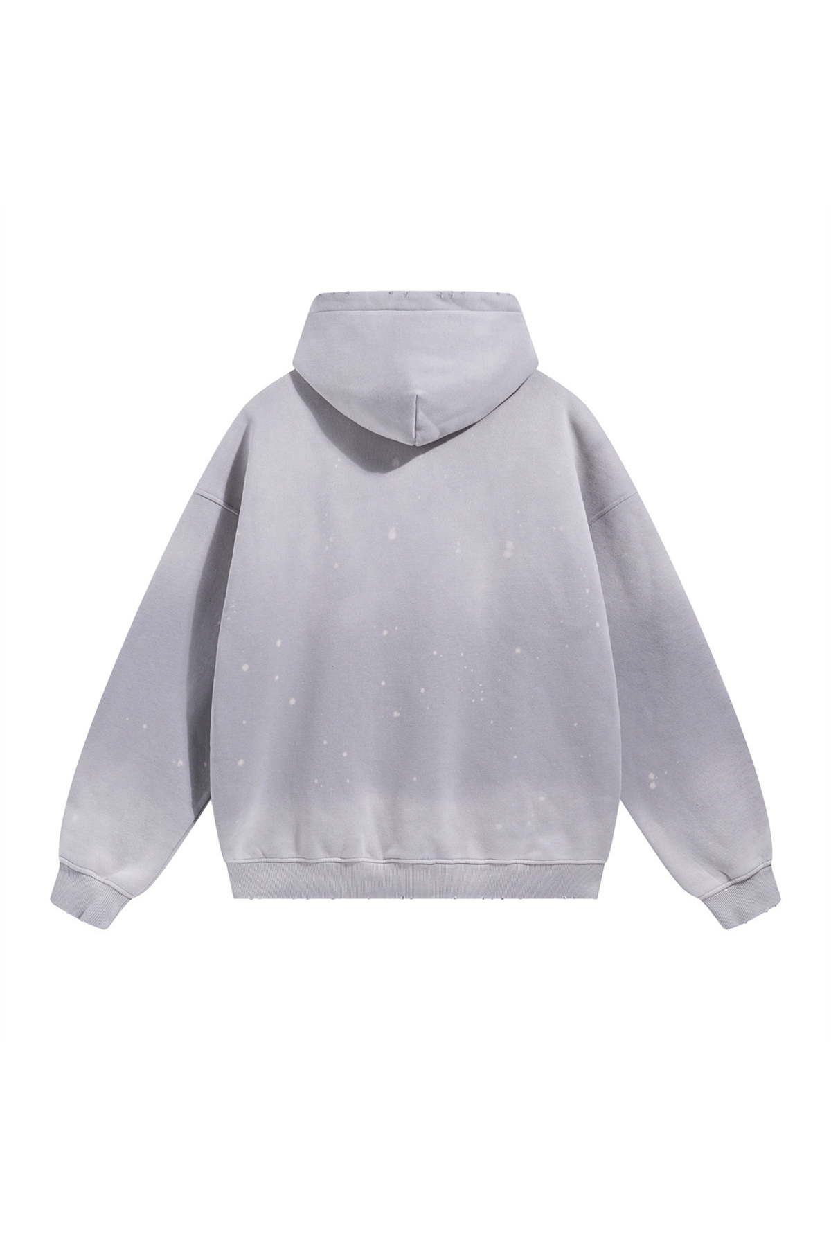 Paint-Splatter Washed Hoodie in Light Grey – back view
