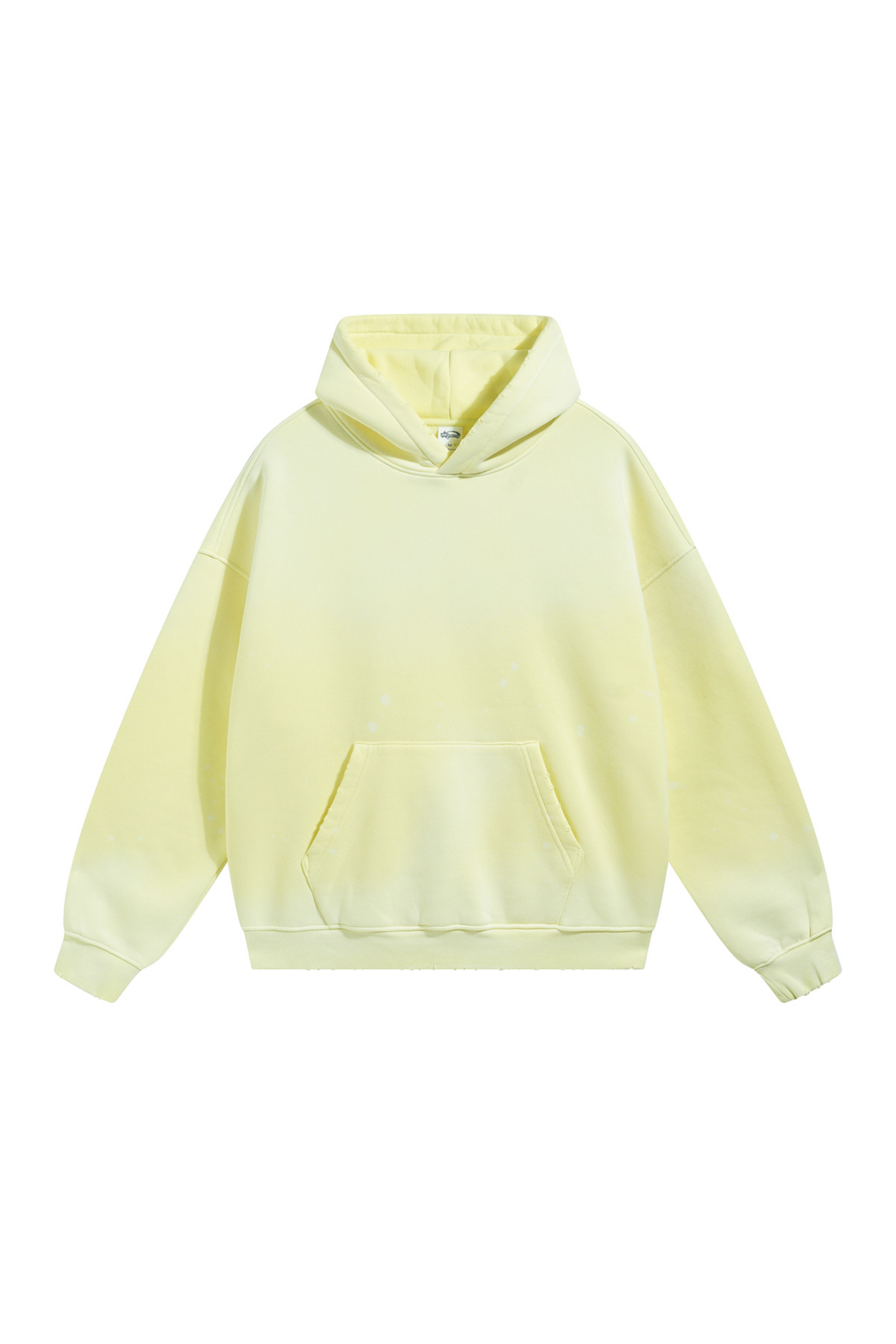 Paint-Splatter Washed Hoodie in Yellow – front view