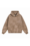 Paint-Splatter Washed Hoodie in Taupe – front view