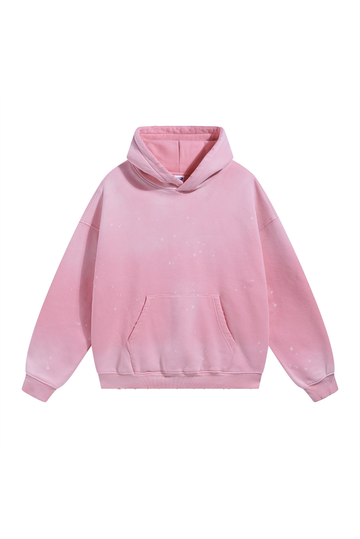 Paint-Splatter Washed Hoodie in Rose Pink – front view