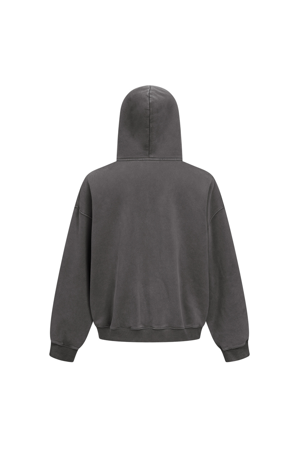 Cropped Boxy Zip Hoodie in Dark Grey – close-up detail