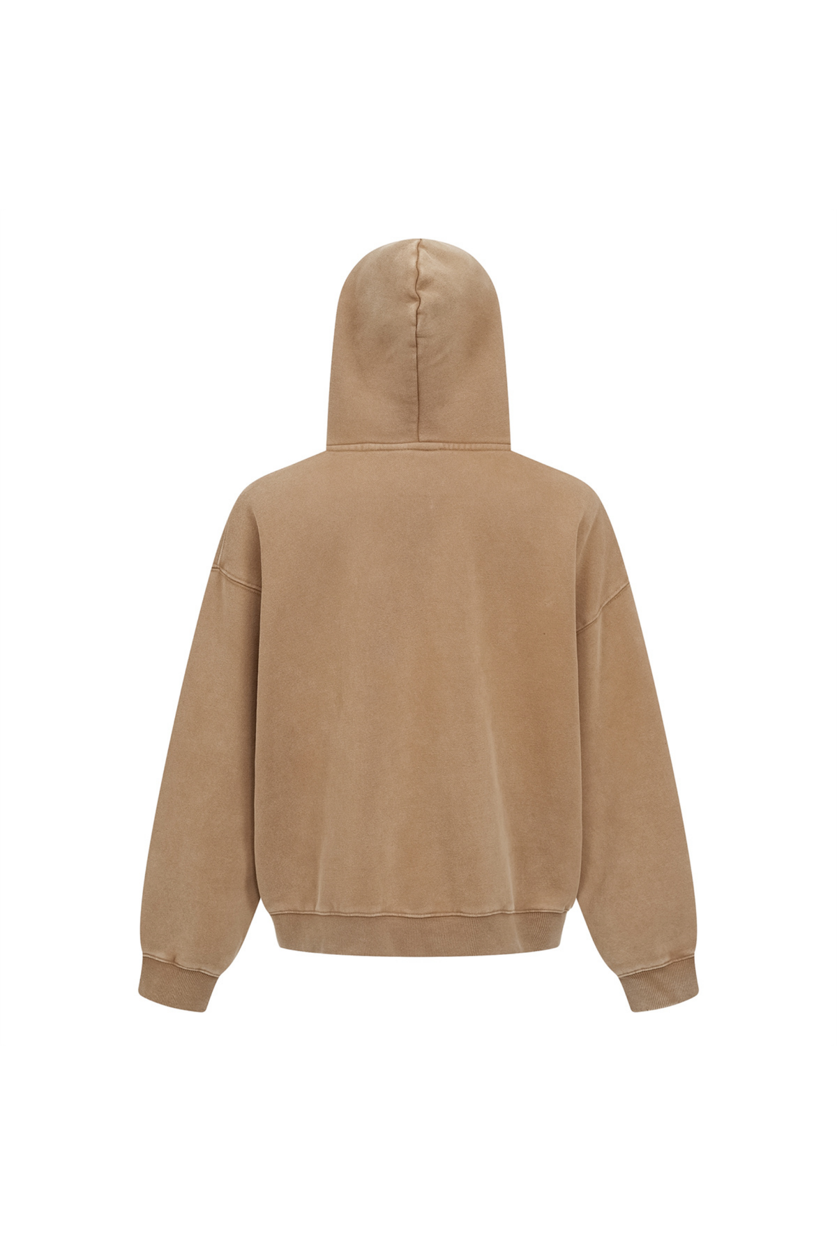 Cropped Boxy Zip Hoodie in Sand – close-up detail