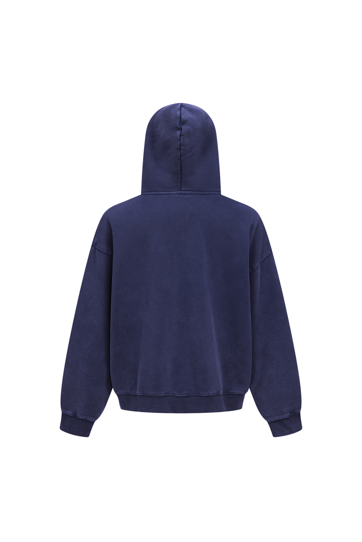 Cropped Boxy Zip Hoodie in Navy – close-up detail