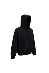 Cropped Boxy Zip Hoodie in Black – back view
