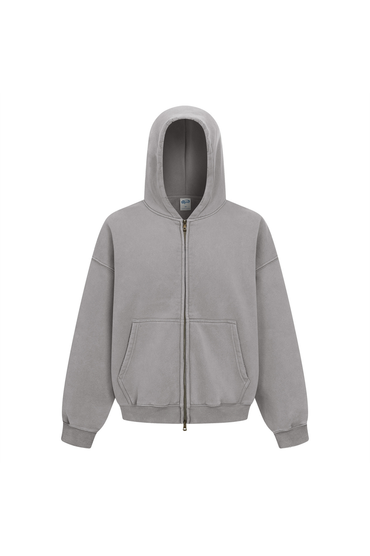 Cropped Boxy Zip Hoodie in Charcoal – front view