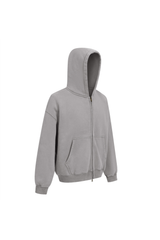 Cropped Boxy Zip Hoodie in Charcoal – back view