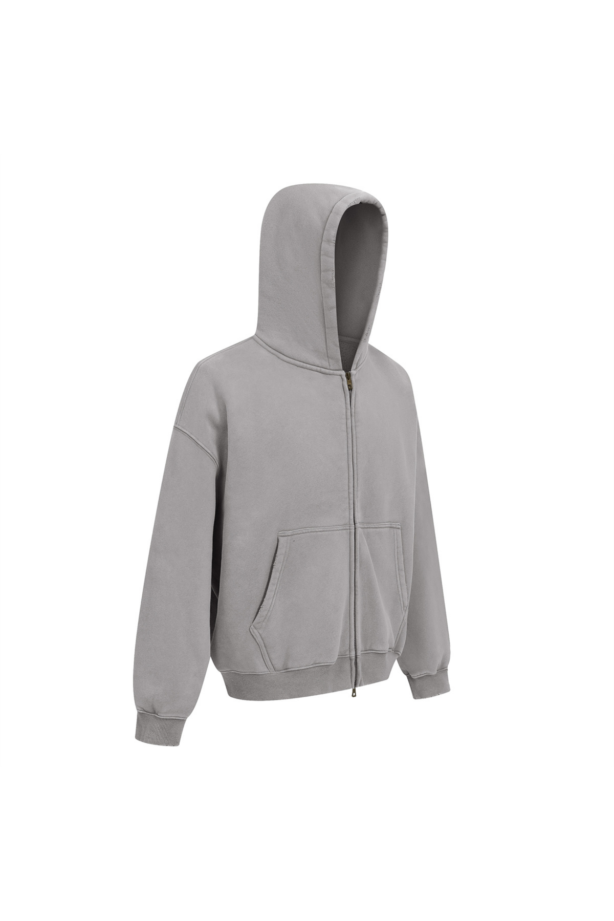 Cropped Boxy Zip Hoodie in Charcoal – back view