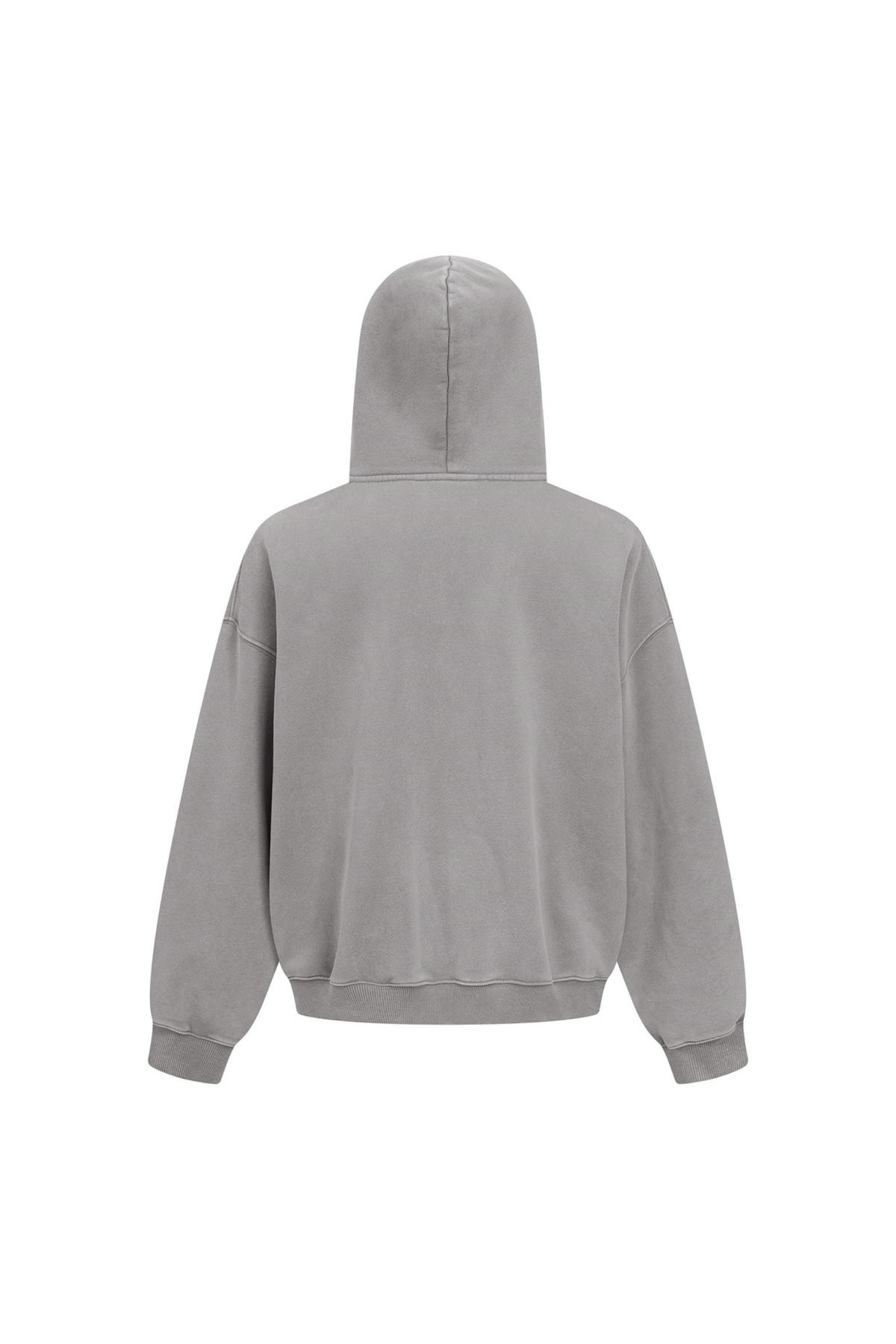 Cropped Boxy Zip Hoodie in Charcoal – close-up detail