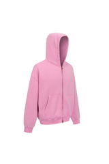 Cropped Boxy Zip Hoodie in Pink – back view