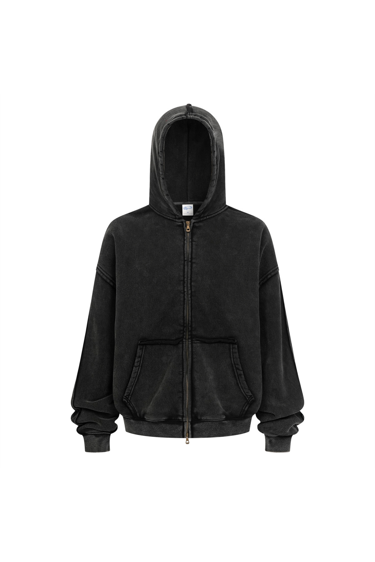 Distressed Two-Way Zip Hoodie