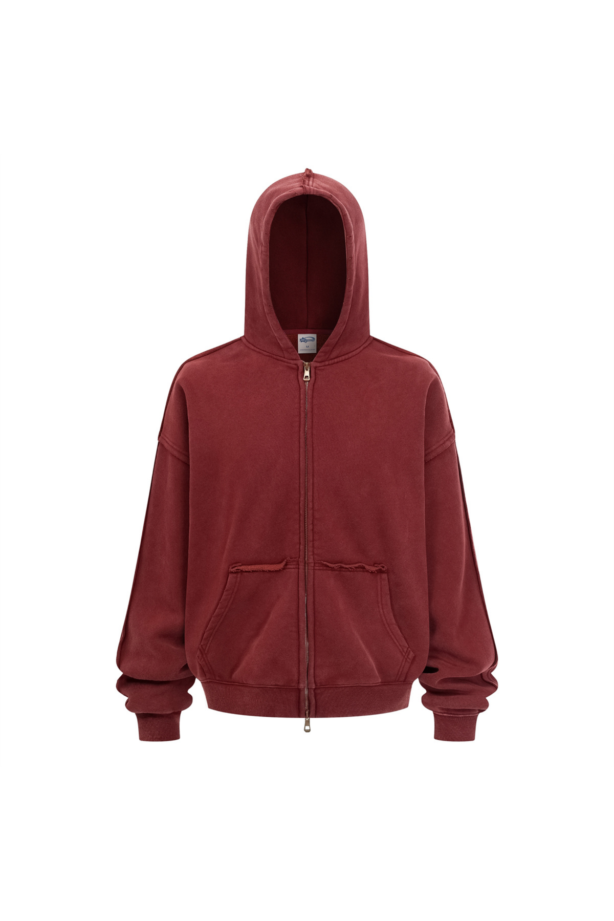 Distressed Two-Way Zip Hoodie